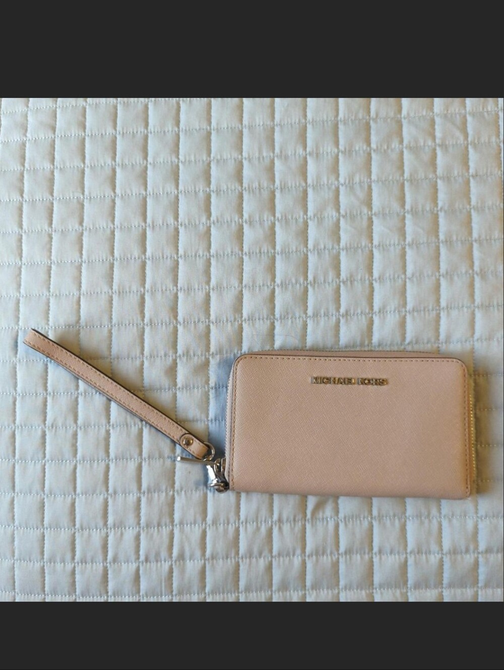 Michael Kors Blush Saffiano Leather Wristlet Card Holder with Gold Hardware